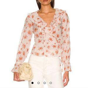 Free People Amanda Ruffle Top Ivory Combo